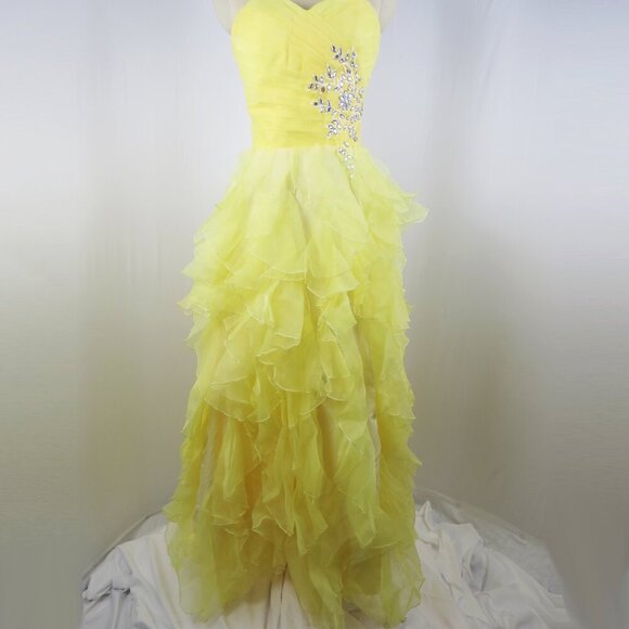 GRACE KARIN A Line Bridesmaid Dresses Long Prom Gown Size 8 Yellow - Picture 1 of 12